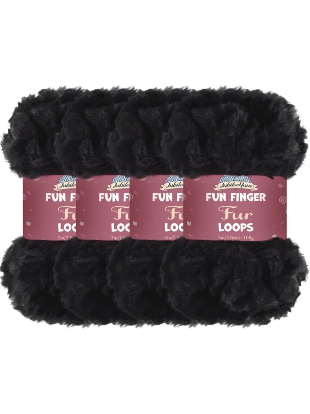 Soft Black Finger Fur Loops Yarn - 4 Skeins for Knitting & Crafting Projects